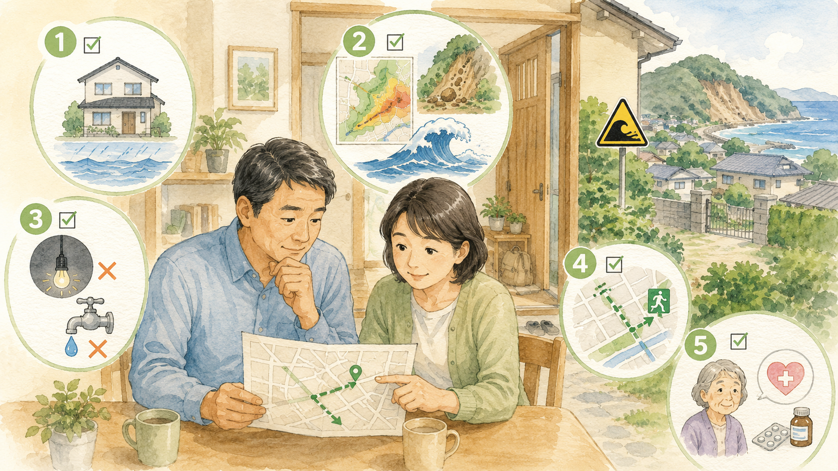 避難所へ行くべきか判断するための自宅と周辺の安全確認