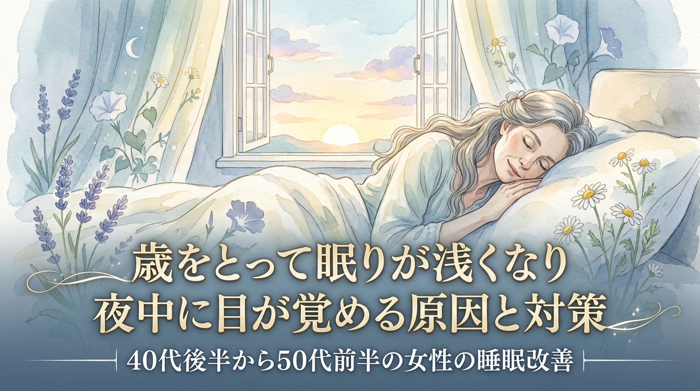 歳をとって眠りが浅くなり夜中に目が覚める原因と対策|40代後半から50代前半の女性の睡眠改善