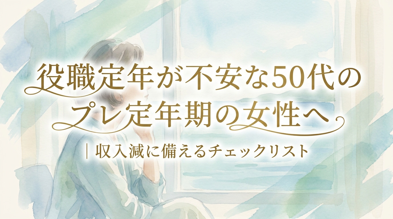 役職定年が不安な50代のプレ定年期の女性へ｜収入減に備えるチェックリスト