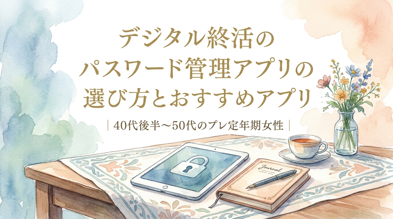 デジタル終活のパスワード管理アプリの選び方とおすすめアプリ｜40代後半～50代のプレ定年期女性