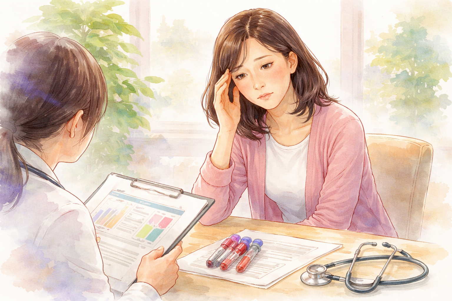 医療機関でよく行われる確認は、血液検査と症状の整理です