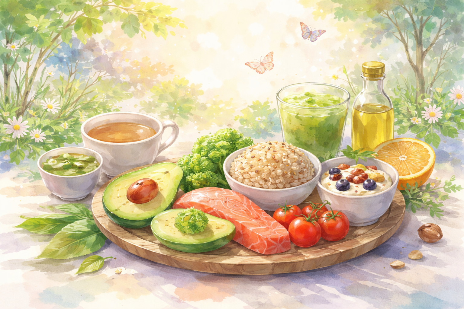 彩り豊かなバランスの取れた和食膳